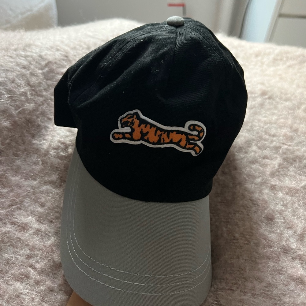 Grey and black hat